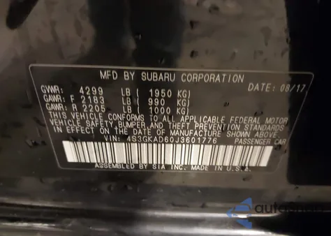 2018 Subaru Impreza 2.0I Premium from USA, damaged, VIN 4S3GKAD60J3601776